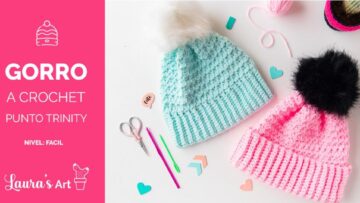 Tierno gorro para inverno a crochet