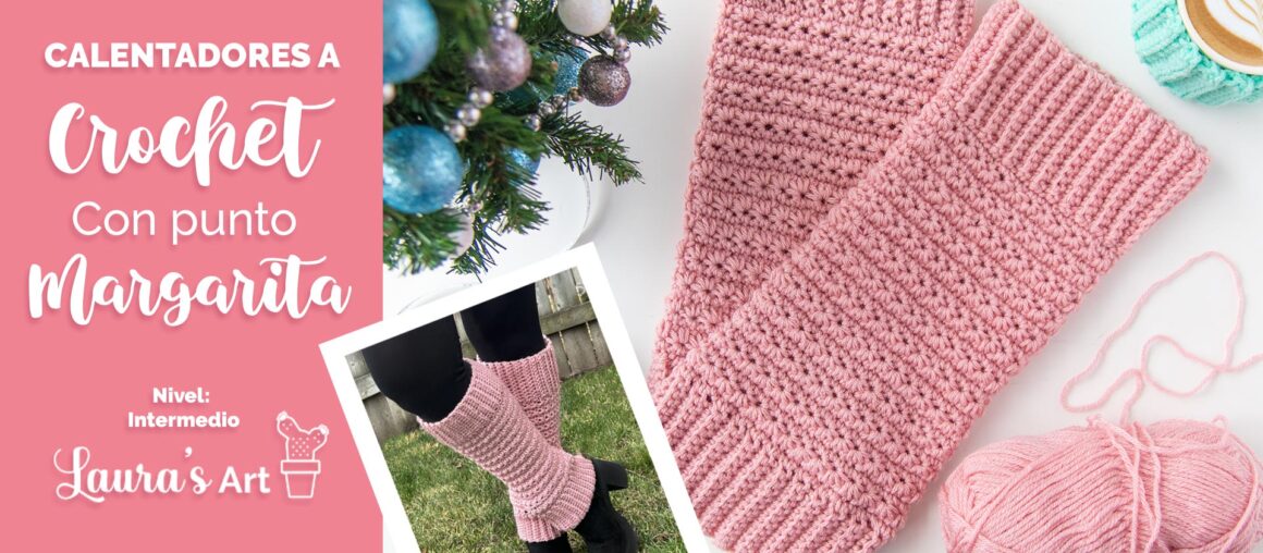 Calentadores a Crochet con punto Margarita