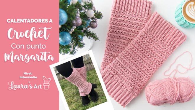 Calentadores a Crochet con punto Margarita