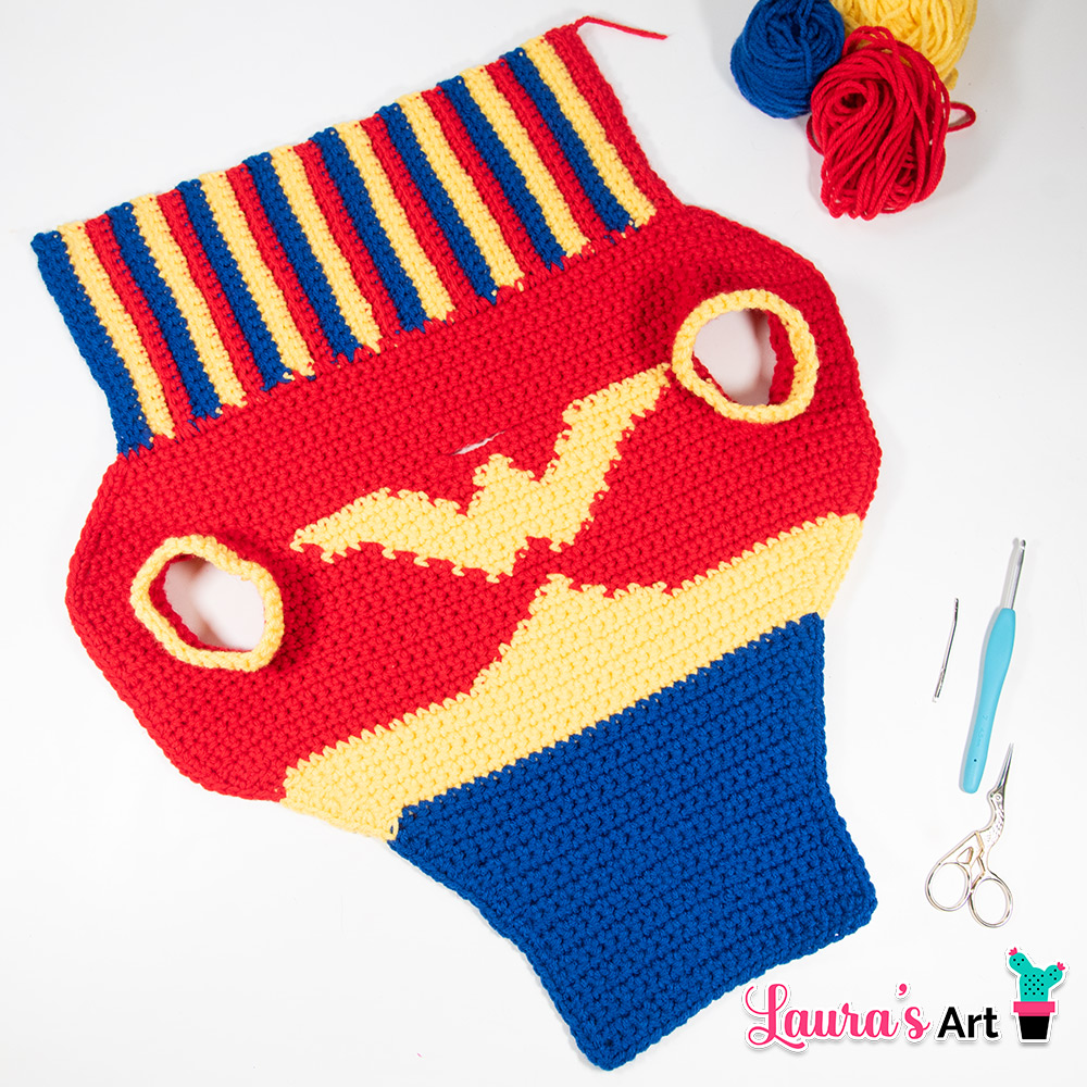 Wonder Dog Crochet Sweater Pattern (Dog costume for Halloween)
