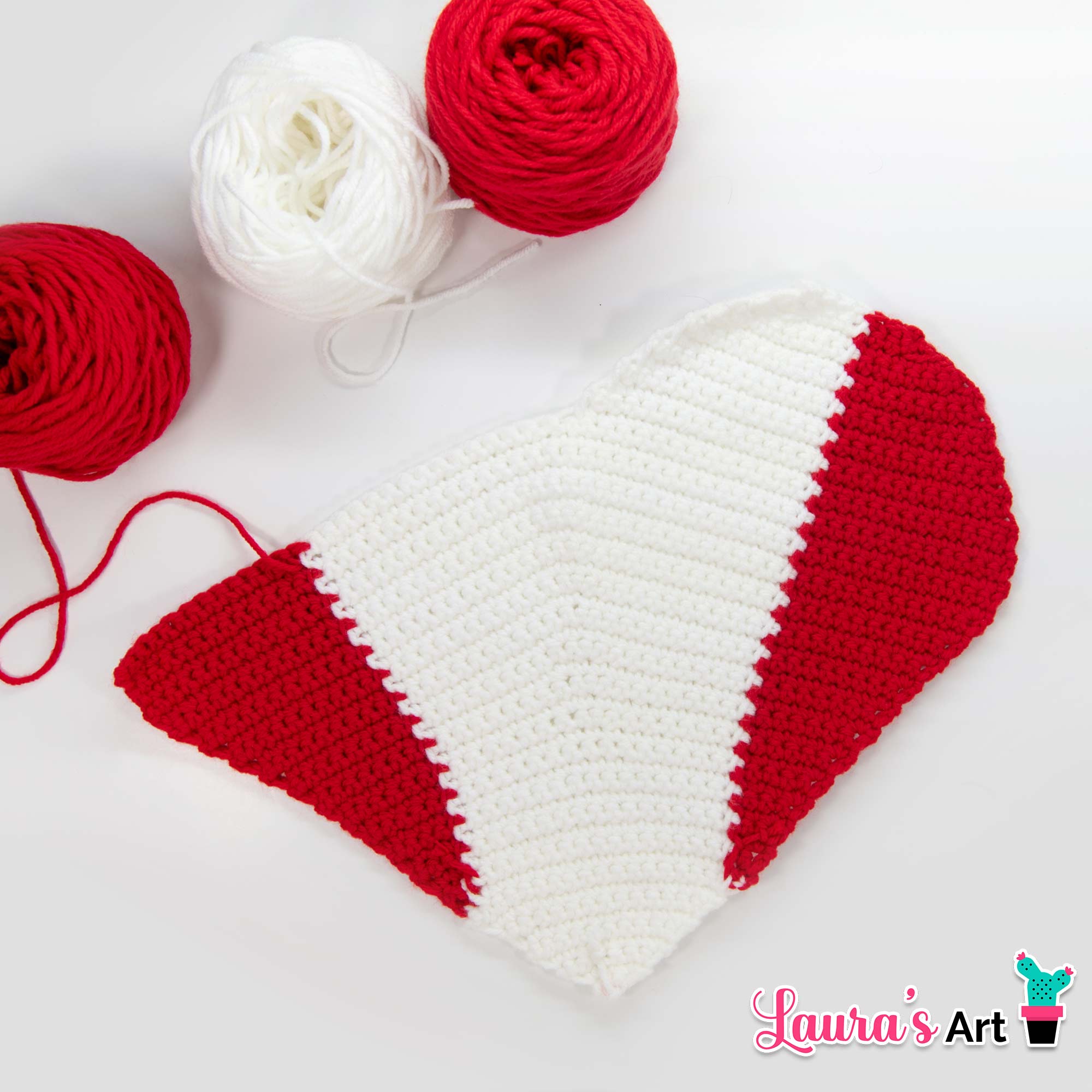 Canada Day crochet heart pillow