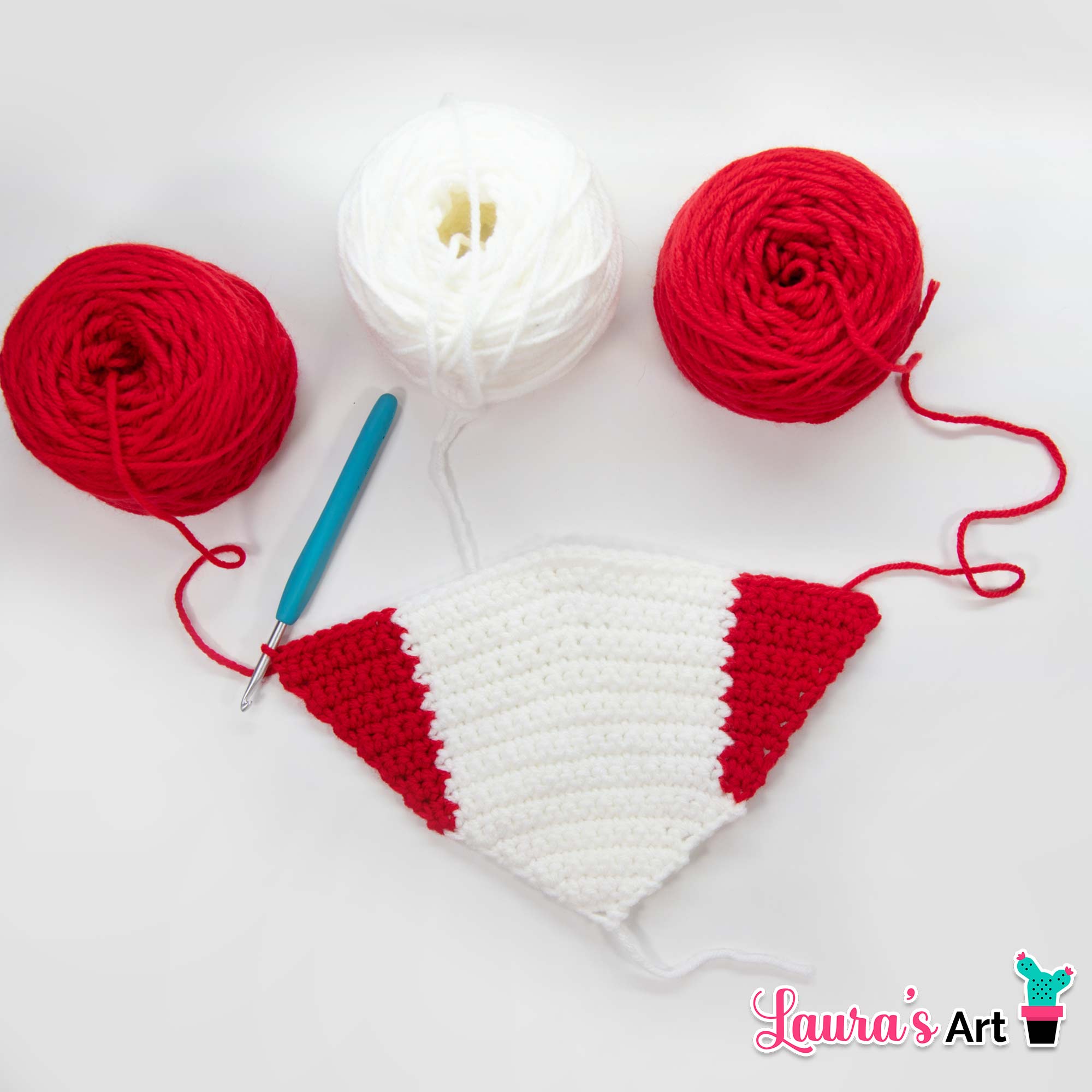 Canada Day crochet heart pillow