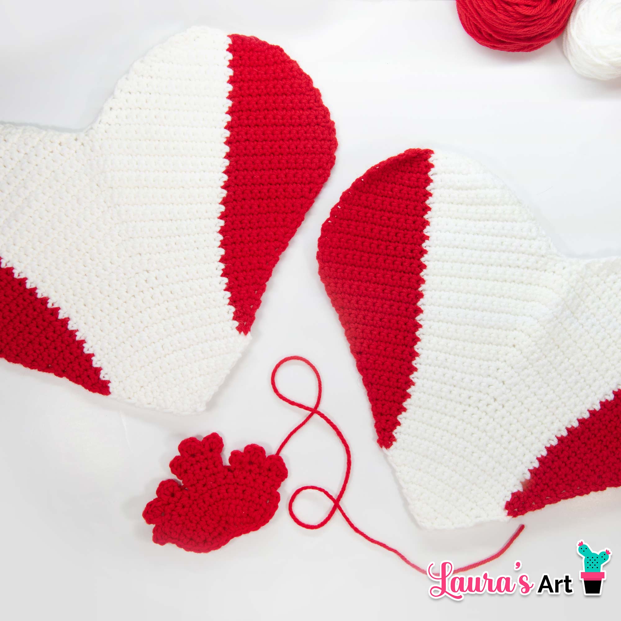 Canada Day crochet heart pillow