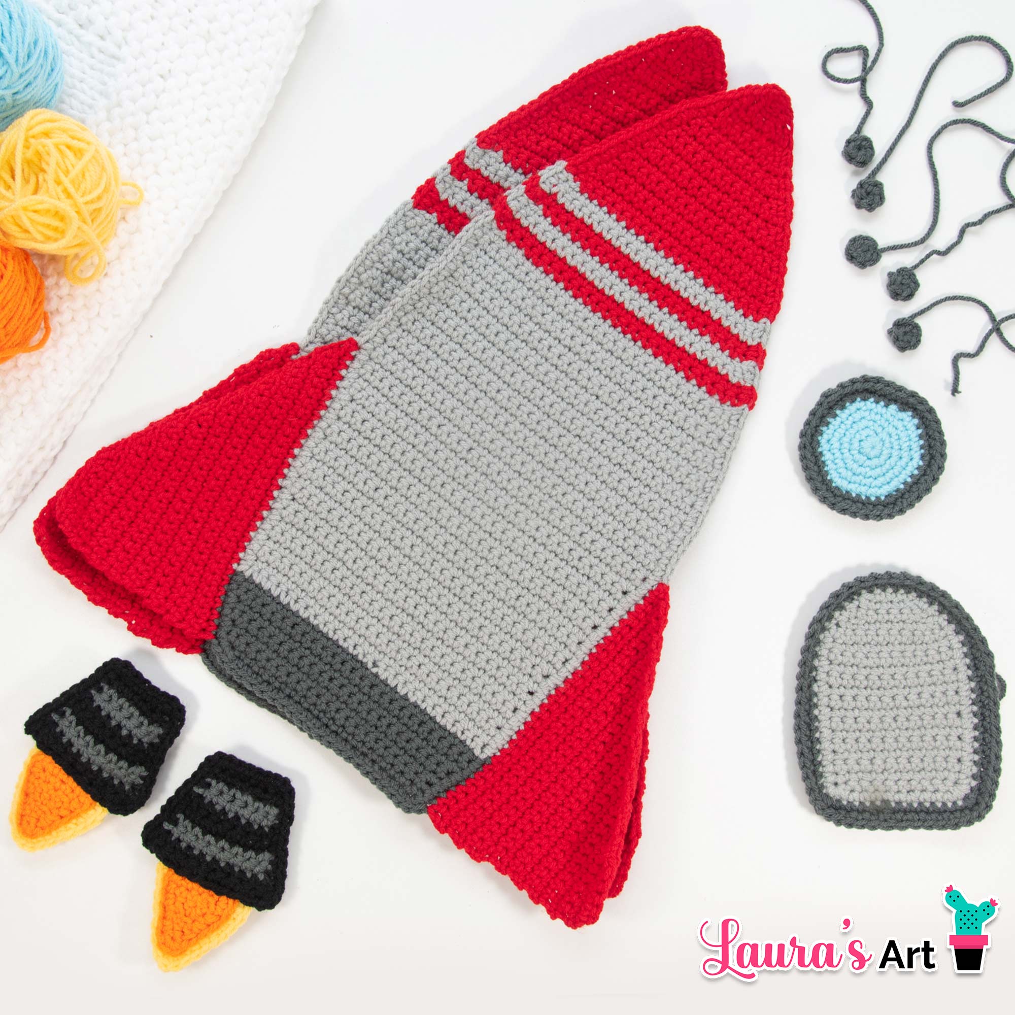 Almohada de Cohete espacial a crochet - Patron en Espanol