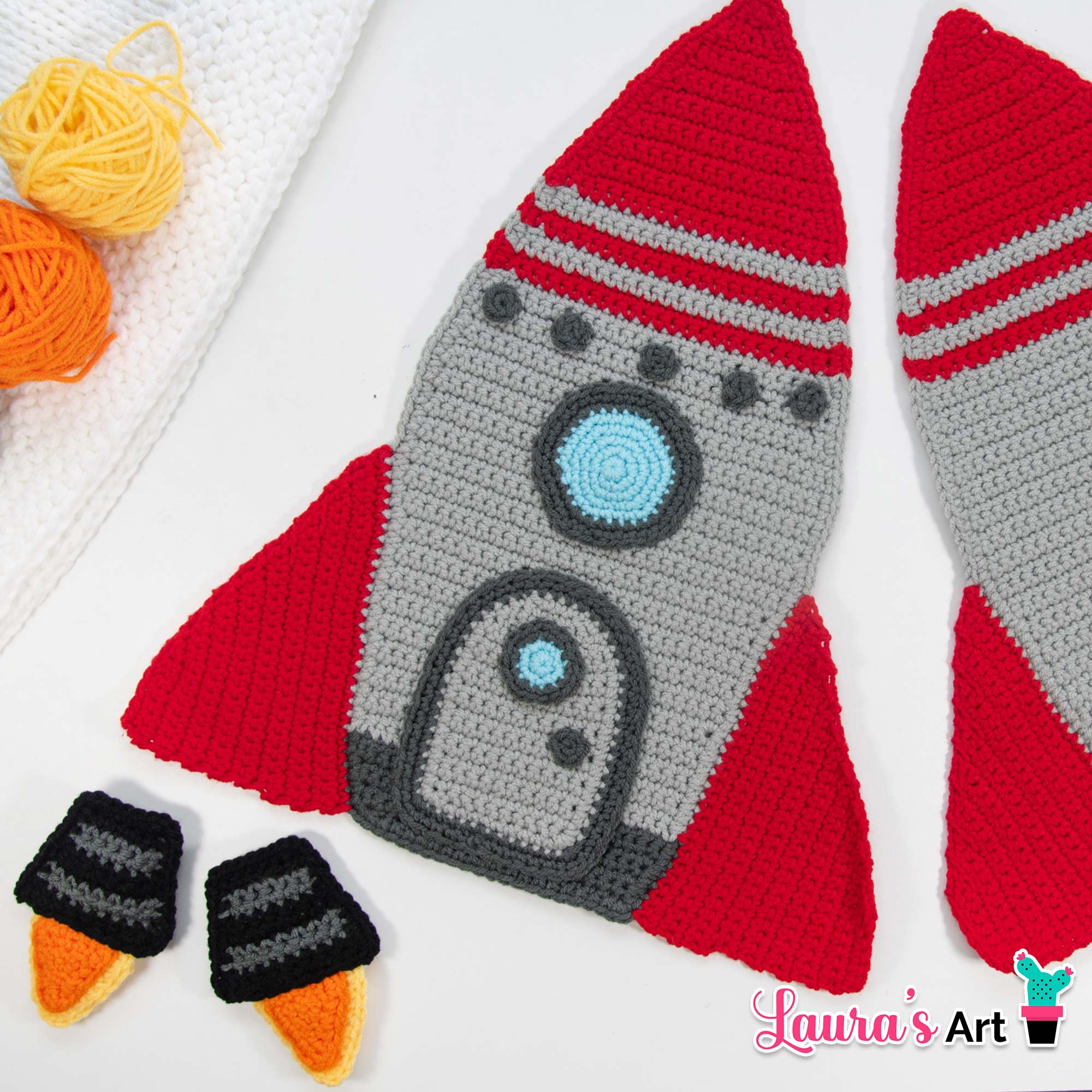 Almohada de Cohete espacial a crochet - Patron en Espanol