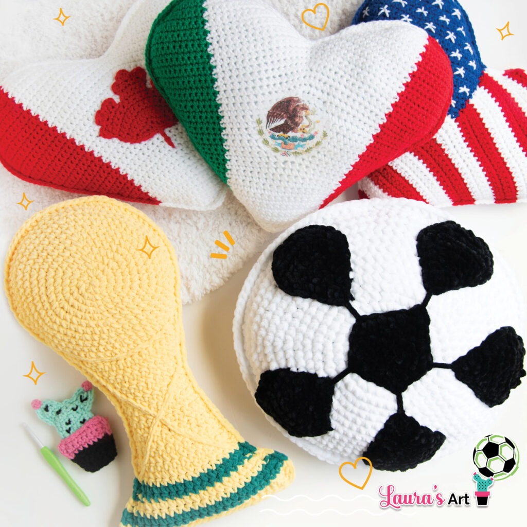 Almohadas Amigurumis del Mundial de Futbol