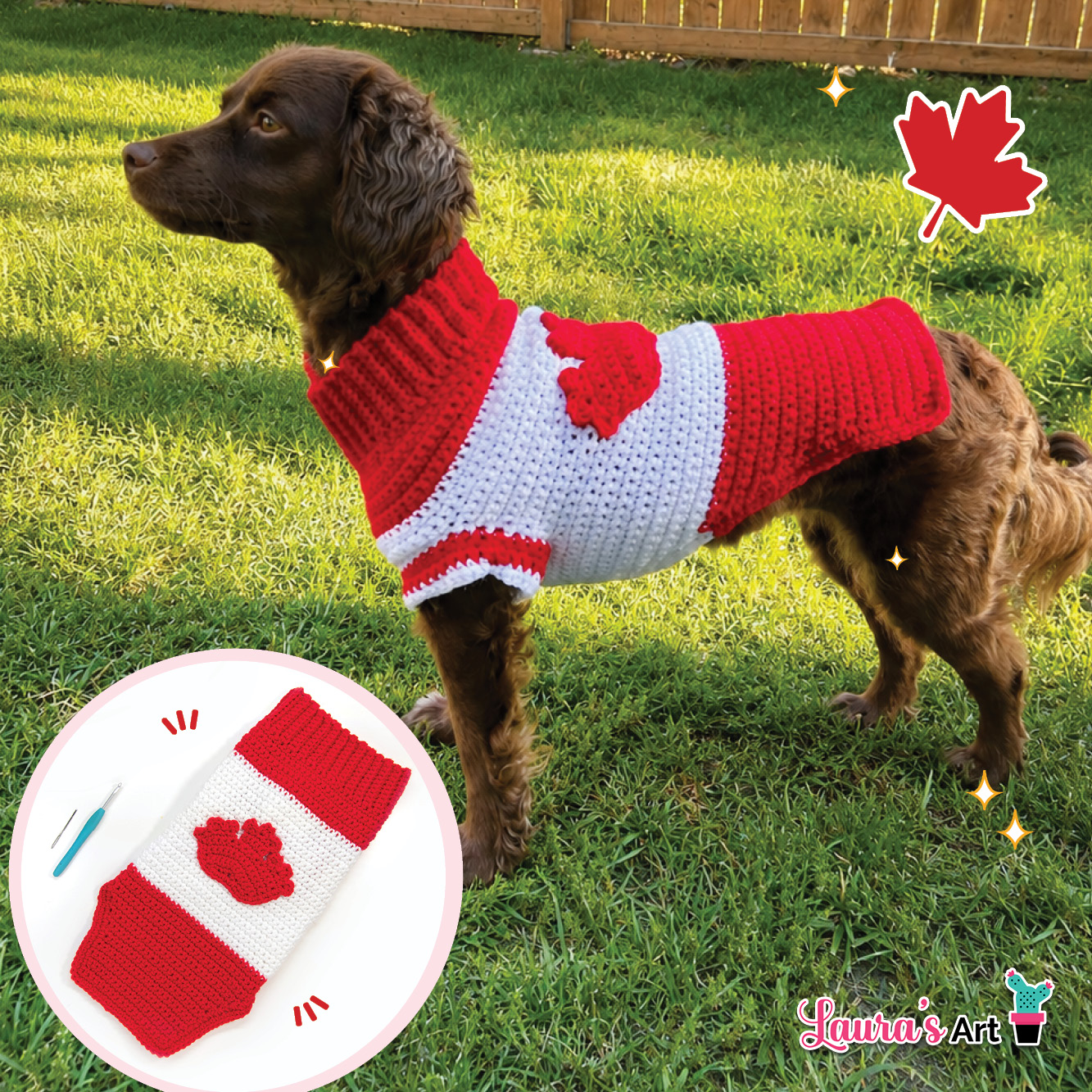 Crochet Go Canada Dog Sweater - Crochet Pattern