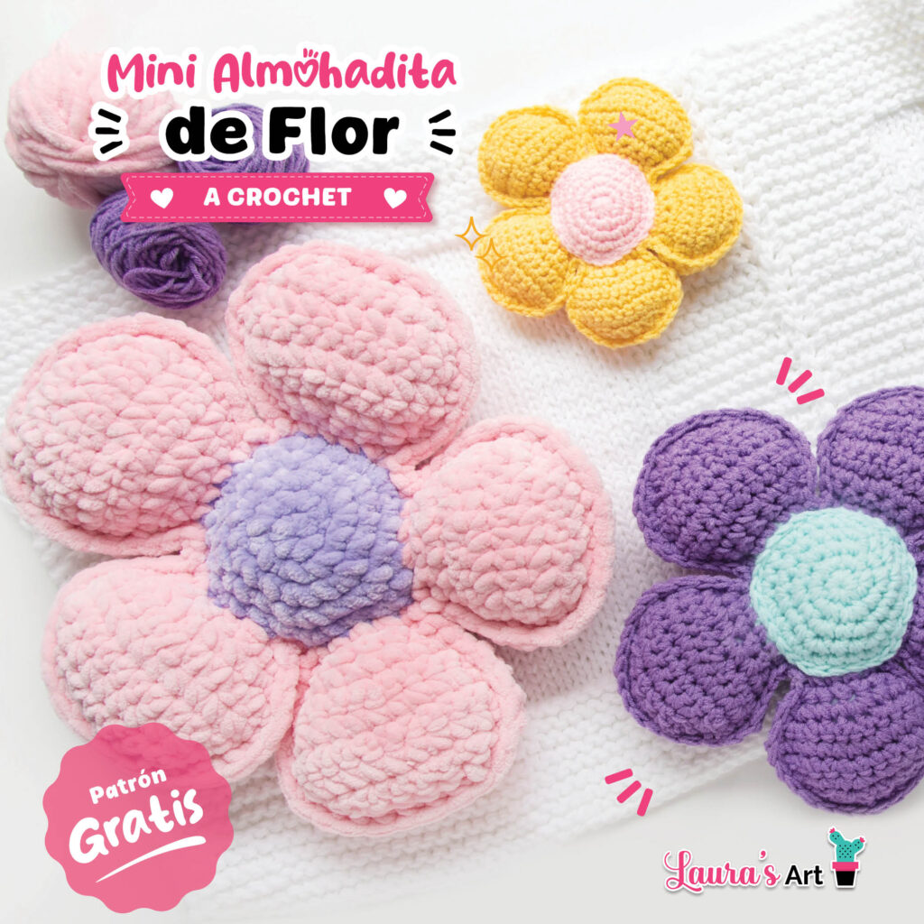 Mini Almohada de Flor a Crochet - Patron Gratis