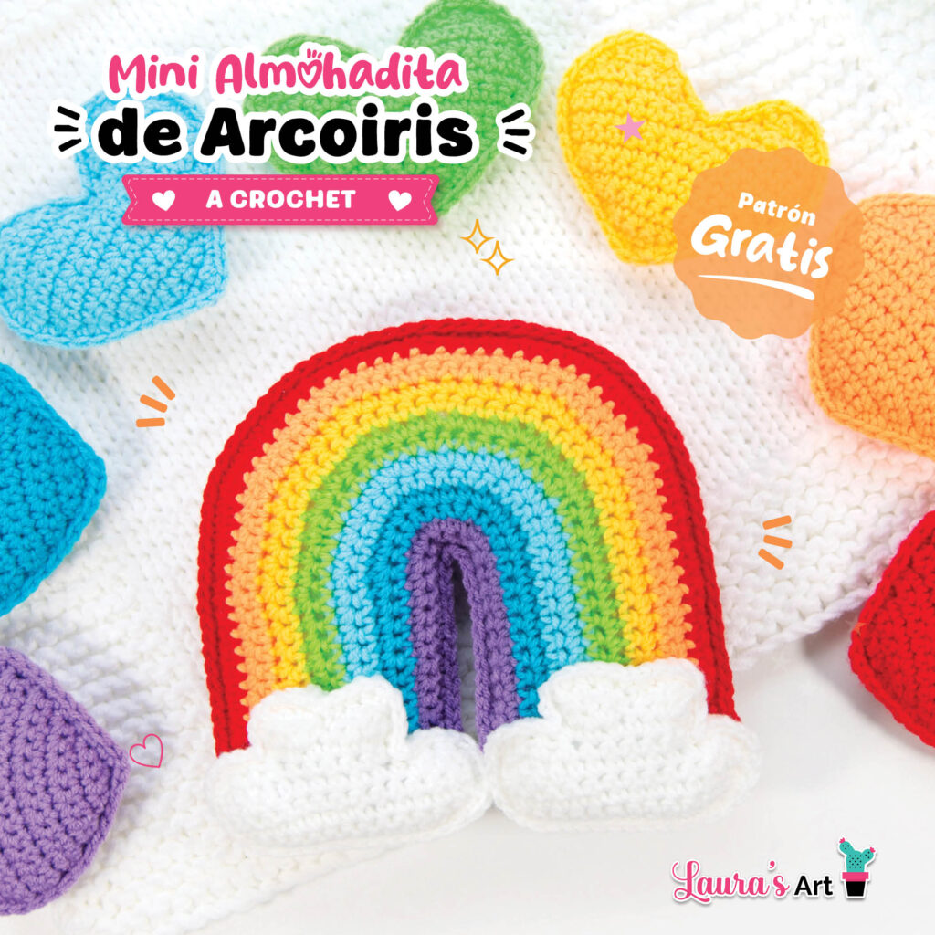 Mini Almohada de Arcoiris a Crochet